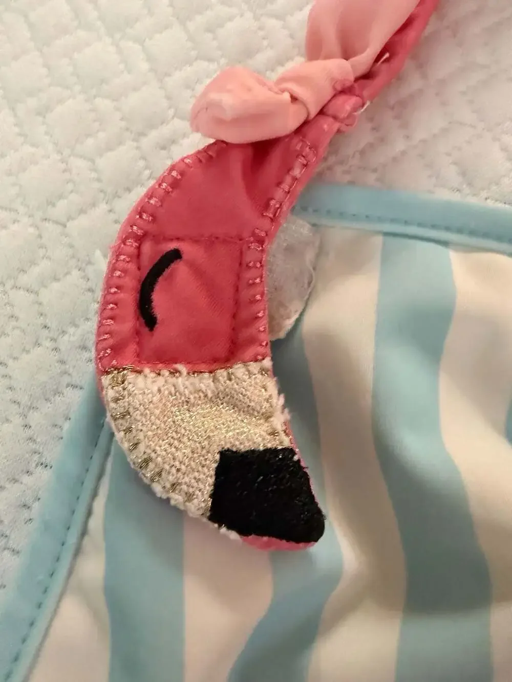 Mud Pie Flamingo Swimsuit Size 4T Blue Striped One-Piece Bathing Suit